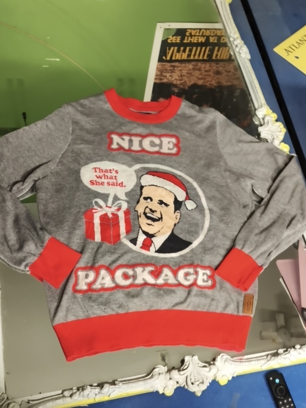 Tipsy Elves "The Office" Nice Package Ugly Christmas Sweater Michael/Santa
